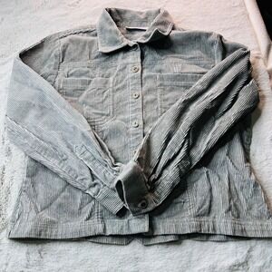 Dressbarn Jacket Womens Medium Corduroy Wide Wale Gray Casual Cropped